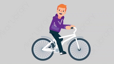 AE模板-TEEN 04 Bicycle年轻人青少年骑自行车扁平人物日常角色