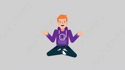 AE模板-TEEN 33 Meditation年轻人青少年冥想沉思扁平人物日常角色