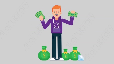 AE模板-TEEN 34 Money年轻人青少年财产财富钱扁平人物日常角色