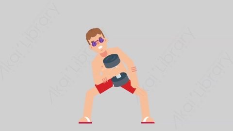 AE模板-VACATION 14 Exercise假期休假度假男性锻炼运动扁平人物日常角色