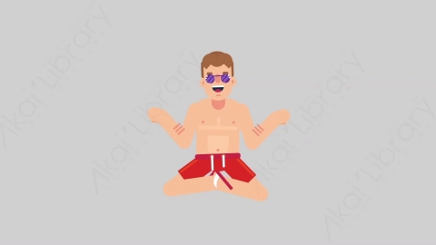 AE模板-VACATION 33 Meditation假期休假度假男性冥想沉思扁平人物日常角色