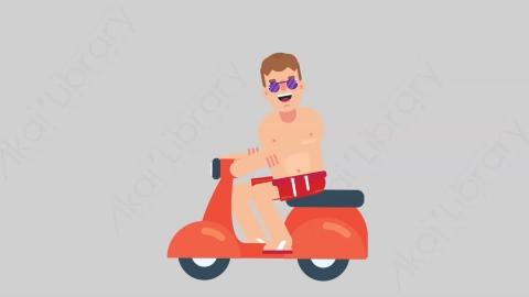 AE模板-VACATION 52 Scooter假期休假度假男性骑摩托车扁平人物日常角色