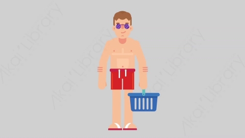 AE模板-VACATION 54 Shopping假期休假度假男性购物扁平人物日常角色