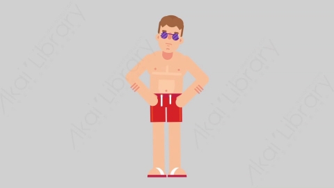 AE模板-VACATION 69 Talking假期休假度假男性说话讲话扁平人物日常角色