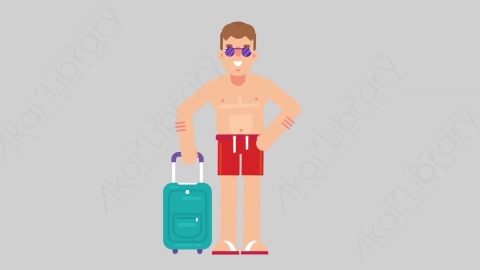 AE模板-VACATION 74 Traveling假期休假度假男性旅游旅行扁平人物日常角色