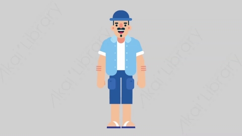 AE模板-VACATION-2 01 Basic假期休假度假男性基本动作扁平人物日常角色