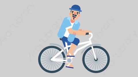 AE模板-VACATION-2 04 Bicycle假期休假度假男性骑自行车扁平人物日常角色