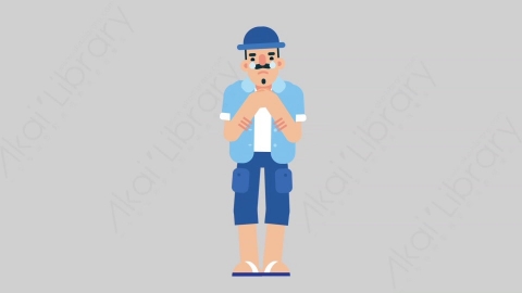 AE模板-VACATION-2 08 Crying假期休假度假男性悲伤哭泣扁平人物日常角色