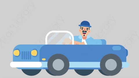 AE模板-VACATION-2 12 Driving假期休假度假男性开车驾驶扁平人物日常角色