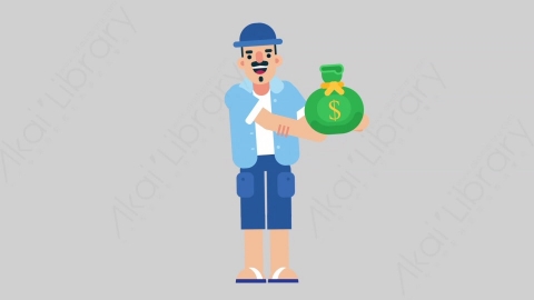 AE模板-VACATION-2 19 Giving假期休假度假男性给予赠送扁平人物日常角色