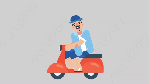 AE模板-VACATION-2 52 Scooter假期休假度假男性骑摩托车扁平人物日常角色
