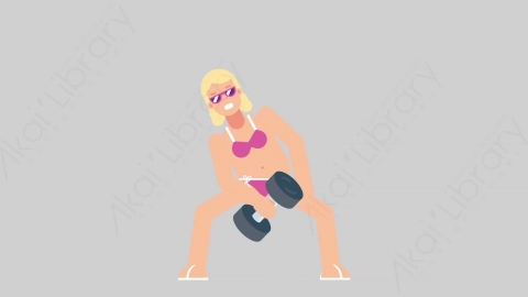 AE模板-WOMAN BEACH 14 Exercise女性假期休假沙滩度假锻炼运动扁平人物日常角色