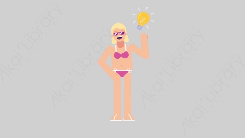 AE模板-WOMAN BEACH 28 Idea女性假期休假沙滩度假有主意想法扁平人物日常角色