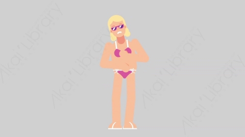 AE模板-WOMAN BEACH 65 Stomach Pain女性假期休假沙滩度假肚子痛胃痛扁平人物日常角色