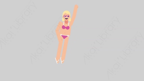 AE模板-WOMAN BEACH 67 Superman女性假期休假沙滩度假超人动作扁平人物日常角色