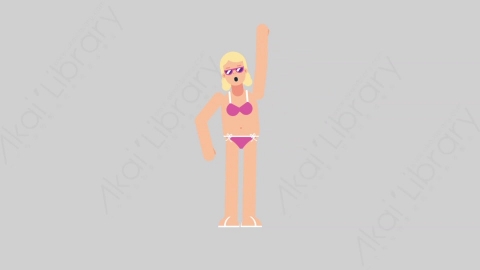 AE模板-WOMAN BEACH 81 Yelling女性假期休假沙滩度假大喊大叫扁平人物日常角色