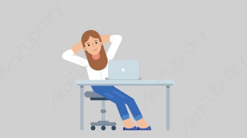 AE模板-WOMAN CASUAL SMART 31 Typing on PC 2聪明休闲干练女性在电脑上打字扁平人物日常角色