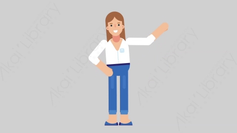 AE模板-WOMAN CASUAL SMART 38 Pointing聪明休闲干练女性指向指点扁平人物日常角色