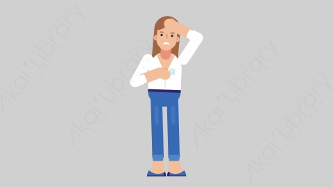 AE模板-WOMAN CASUAL SMART 50 Stressed Out聪明休闲干练女性压力过大心力交瘁扁平人物日常角色