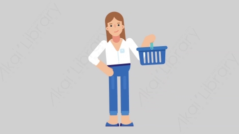 AE模板-WOMAN CASUAL SMART 54 Shopping聪明休闲干练女性购物扁平人物日常角色