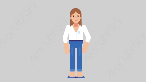 AE模板-WOMAN CASUAL SMART 60 Standing聪明休闲干练女性站立扁平人物日常角色