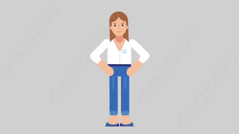 AE模板-WOMAN CASUAL SMART 69 Talking聪明休闲干练女性说话讲话扁平人物日常角色