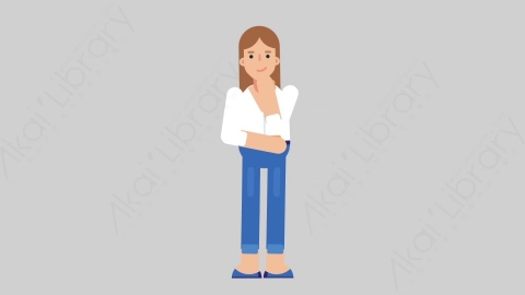 AE模板-WOMAN CASUAL SMART 71 Thinking 2聪明休闲干练女性思考考虑扁平人物日常角色