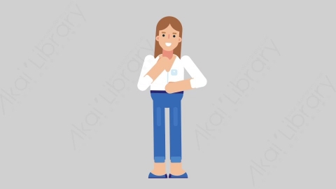AE模板-WOMAN CASUAL SMART 72 Tie聪明休闲干练女性整理领带扁平人物日常角色