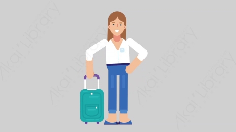 AE模板-WOMAN CASUAL SMART 74 Traveling聪明休闲干练女性旅游旅行扁平人物日常角色
