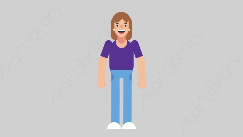 AE模板-WOMAN NORMIE 01 Basic懒散休闲女性基本动作扁平人物日常角色