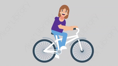 AE模板-WOMAN NORMIE 04 Bicycle懒散休闲女性骑自行车扁平人物日常角色