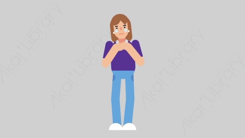 AE模板-WOMAN NORMIE 08 Crying懒散休闲女性悲伤哭泣扁平人物日常角色