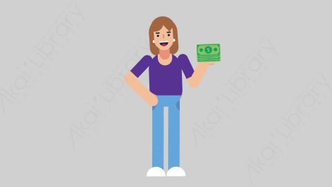 AE模板-WOMAN NORMIE 16 Gain Money懒散休闲女性赚钱扁平人物日常角色