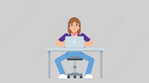 AE模板-WOMAN NORMIE 30 Typing on PC懒散休闲女性在电脑上打字扁平人物日常角色