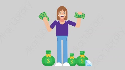 AE模板-WOMAN NORMIE 34 Money懒散休闲女性财产财富钱扁平人物日常角色