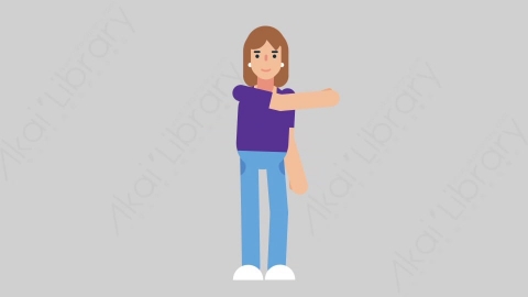 AE模板-WOMAN NORMIE 39 Pointing 2懒散休闲女性指向指点扁平人物日常角色
