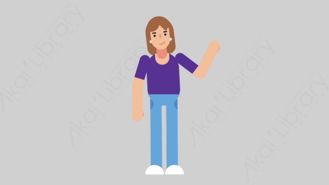 AE模板-WOMAN NORMIE 40 Pointing 3懒散休闲女性指向指点扁平人物日常角色