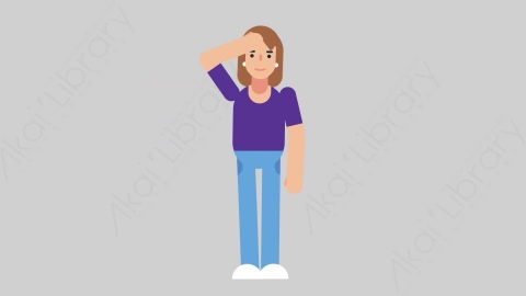 AE模板-WOMAN NORMIE 51 Salute懒散休闲女性敬礼致敬扁平人物日常角色