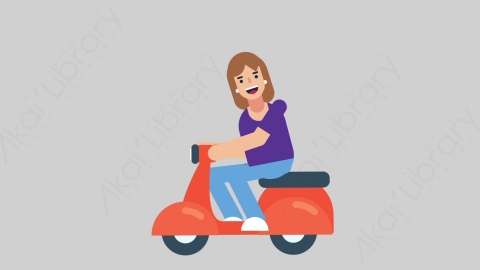 AE模板-WOMAN NORMIE 52 Scooter懒散休闲女性骑摩托车扁平人物日常角色