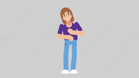 AE模板-WOMAN NORMIE 65 Stomach Pain懒散休闲女性肚子痛胃痛扁平人物日常角色