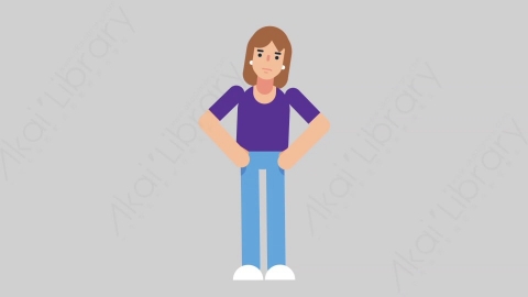 AE模板-WOMAN NORMIE 69 Talking懒散休闲女性说话讲话扁平人物日常角色