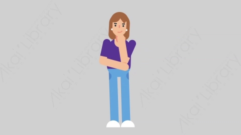 AE模板-WOMAN NORMIE 71 Thinking 2懒散休闲女性思考考虑扁平人物日常角色