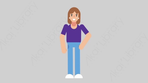 AE模板-WOMAN NORMIE 72 Tie懒散休闲女性整理领带扁平人物日常角色