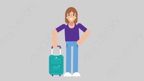 AE模板-WOMAN NORMIE 74 Traveling懒散休闲女性旅游旅行扁平人物日常角色