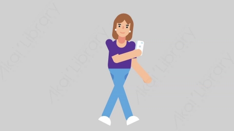 AE模板-WOMAN NORMIE 79 Walking w Phone懒散休闲女性行走打电话扁平人物日常角色