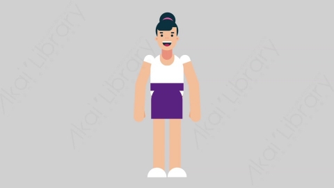AE模板-WOMAN NORMIE-2 01 Basic懒散休闲女性基本动作扁平人物日常角色