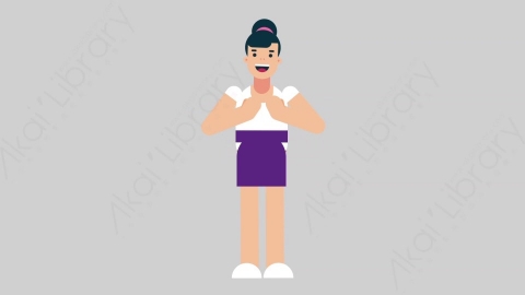 AE模板-WOMAN NORMIE-2 02 Applause懒散休闲女性掌声欢呼扁平人物日常角色