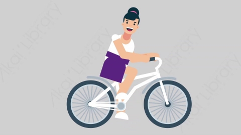 AE模板-WOMAN NORMIE-2 04 Bicycle懒散休闲女性骑自行车扁平人物日常角色