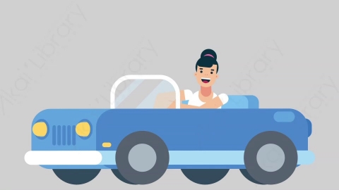 AE模板-WOMAN NORMIE-2 12 Driving懒散休闲女性开车驾驶扁平人物日常角色