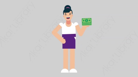 AE模板-WOMAN NORMIE-2 16 Gain Money懒散休闲女性赚钱扁平人物日常角色